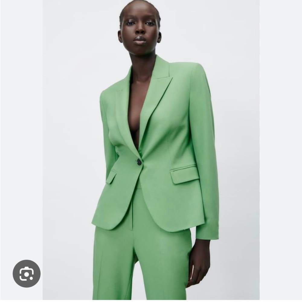 Zara Green Single-Button Blazer